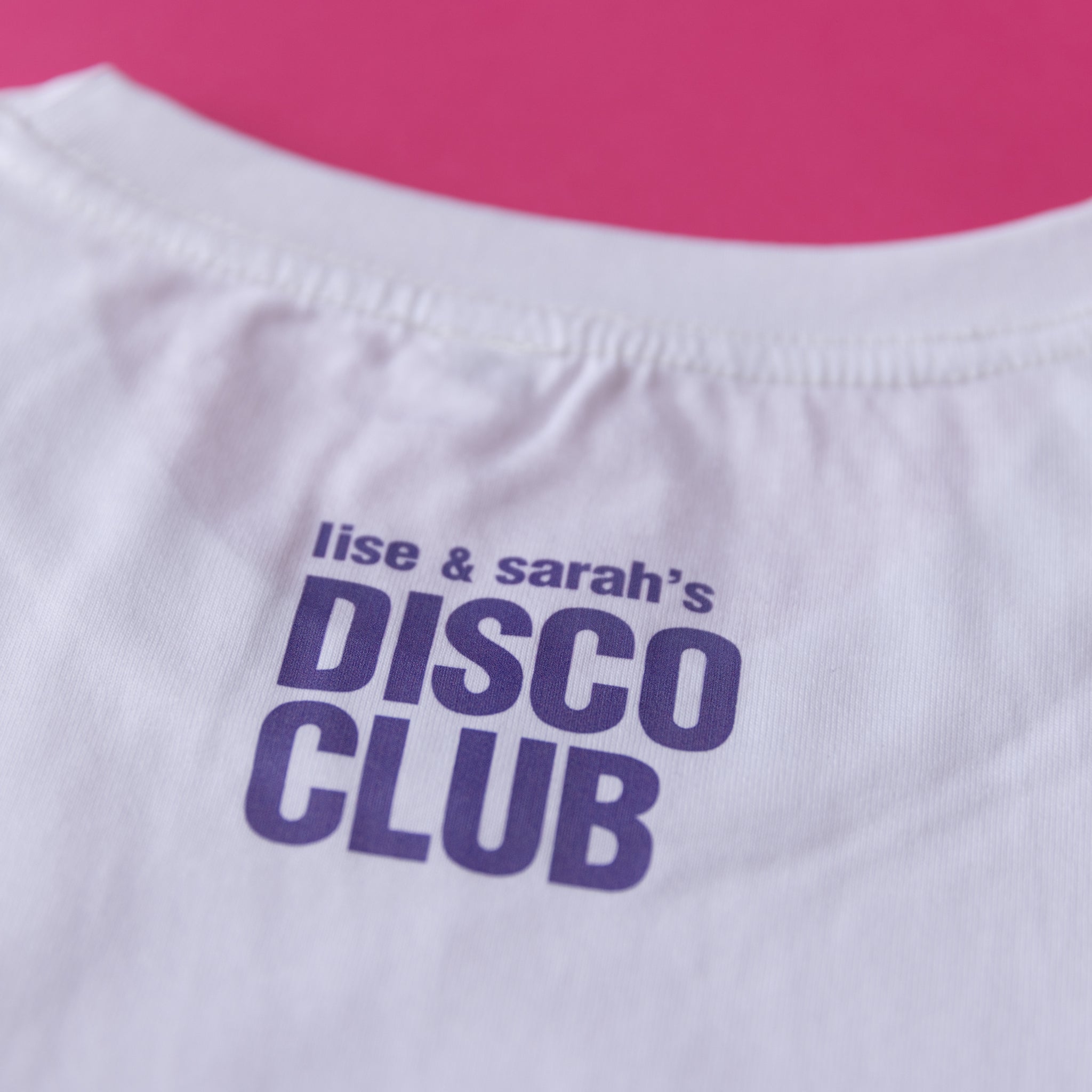 Lise & Sarah’s DISCO CLUB tee (purple)